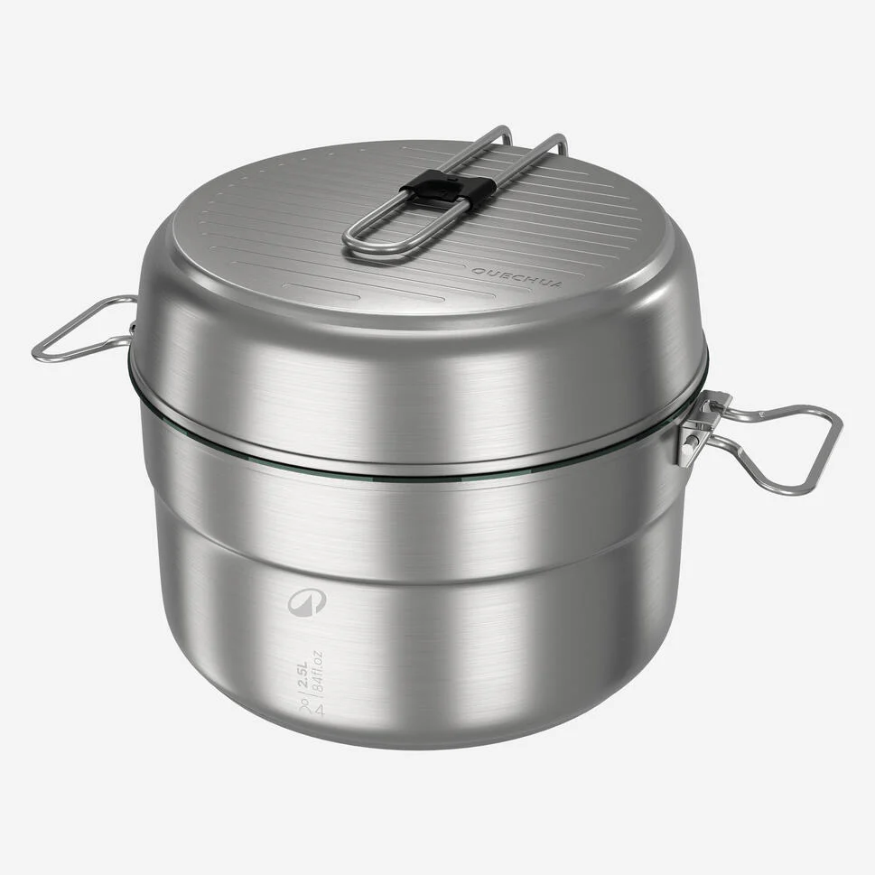 Quechua 500 Stainless Steel Nonstick Camping Cookset – 25-Piece for 4 People - Image 3