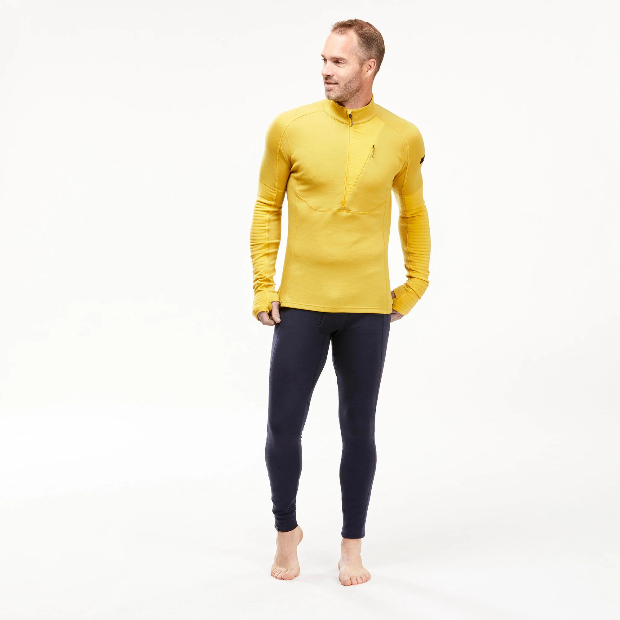 Forclaz Men's Mountain Backpacking Merino Wool Base Layer Tights Leggings - MT900 - Image 2