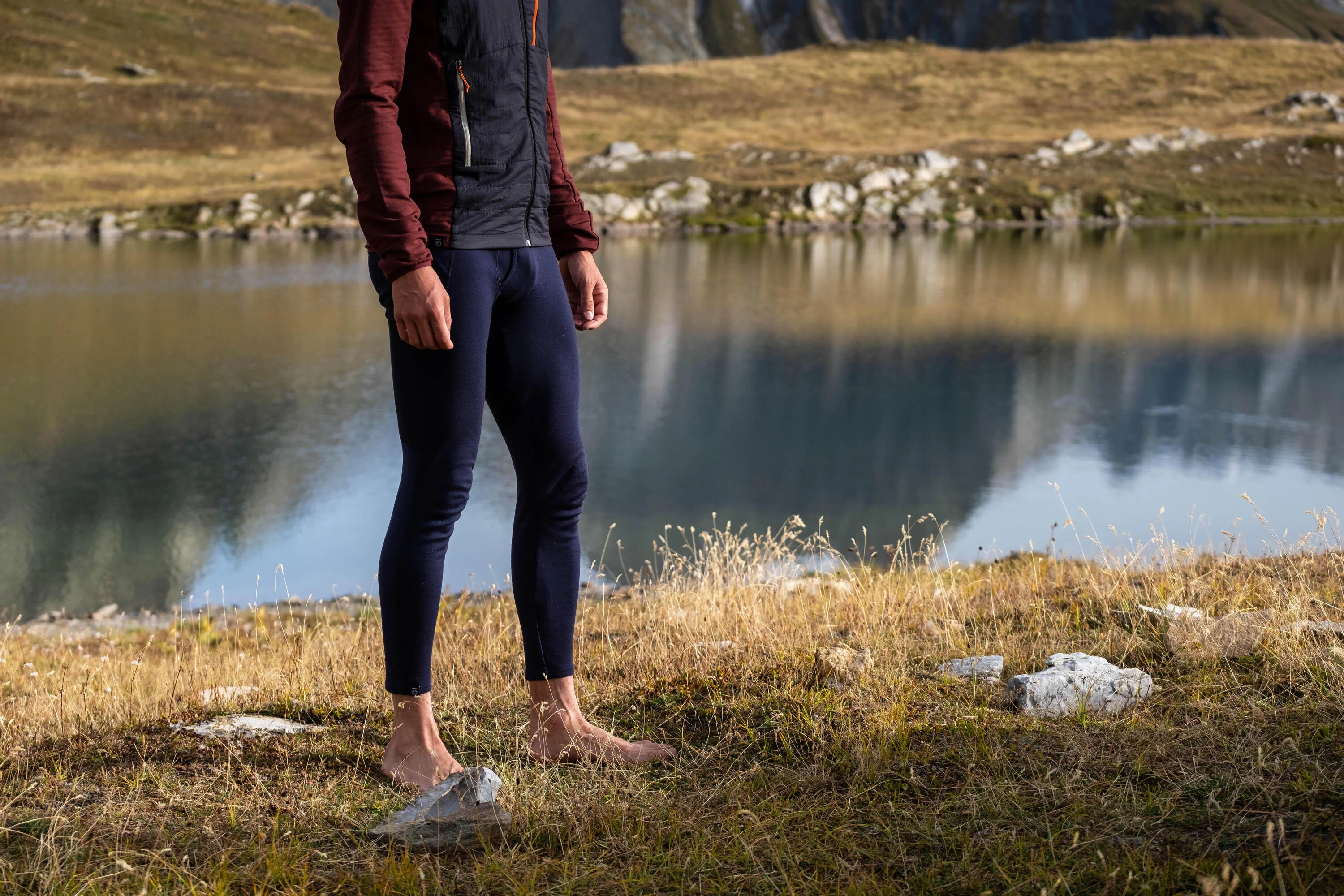 Forclaz Men's Mountain Backpacking Merino Wool Base Layer Tights Leggings - MT900 - Image 6