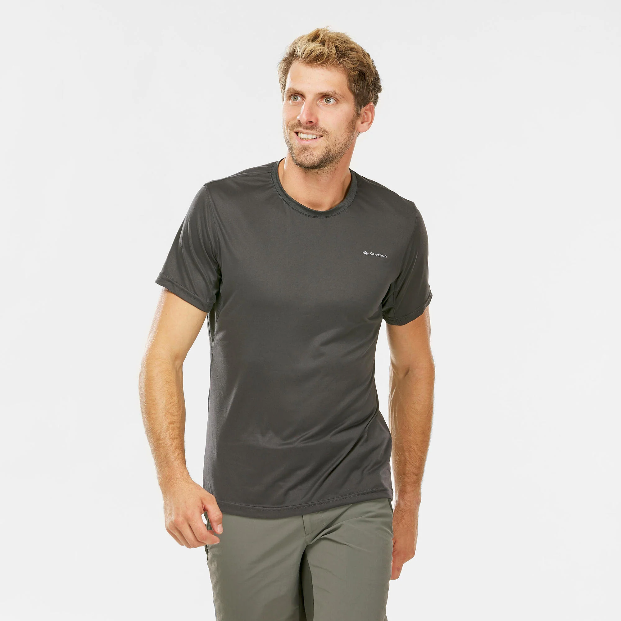 Quechua Men's Hiking Synthetic Short-Sleeved T-Shirt MH100 - Image 2