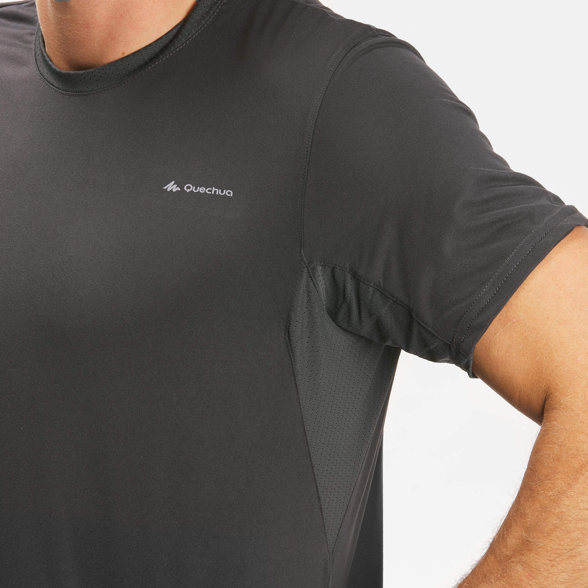 Quechua Men's Hiking Synthetic Short-Sleeved T-Shirt MH100 - Image 4