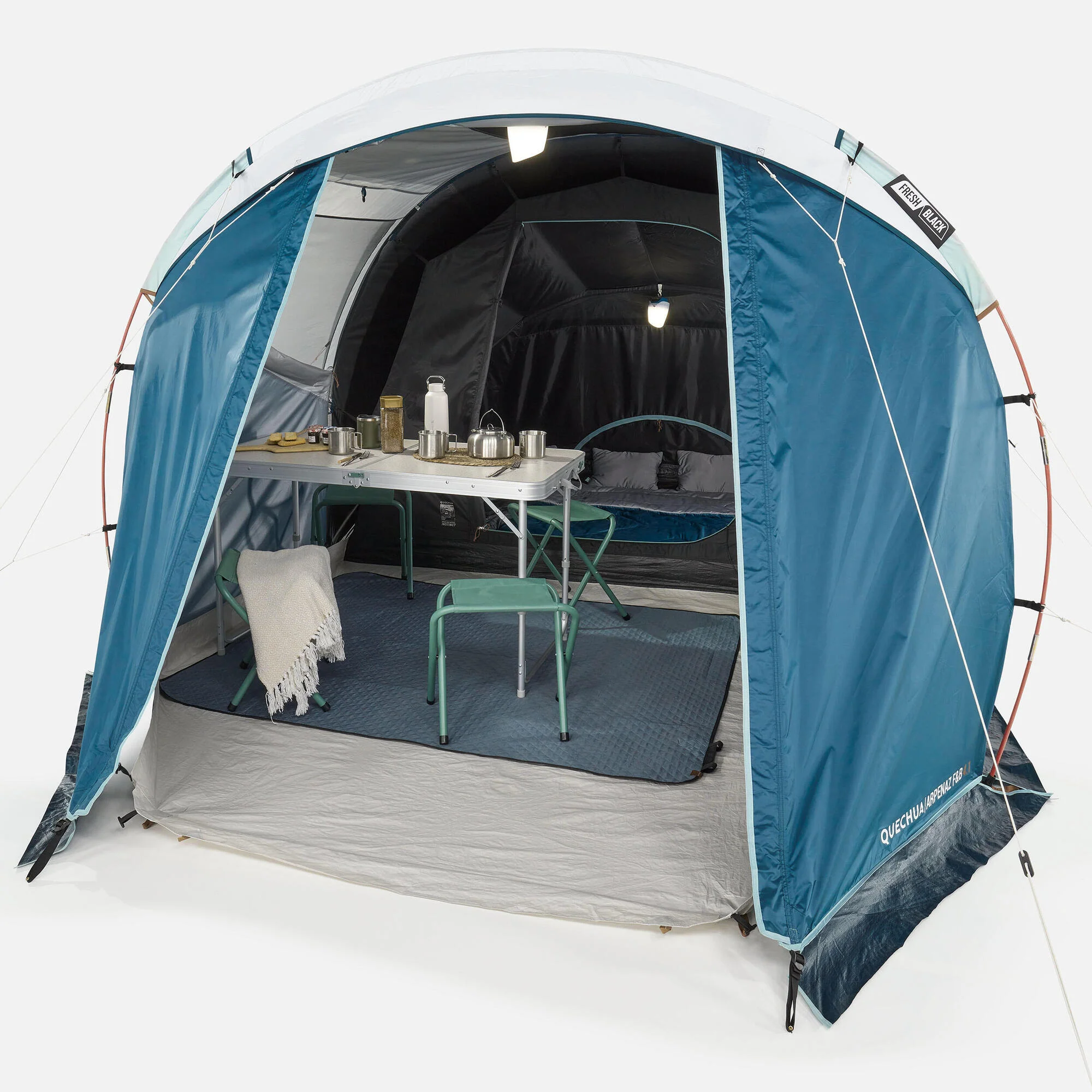 Quechua Arpenaz Fresh & Black Family Camping Tent 4 Person 1 Bedroom - Image 14