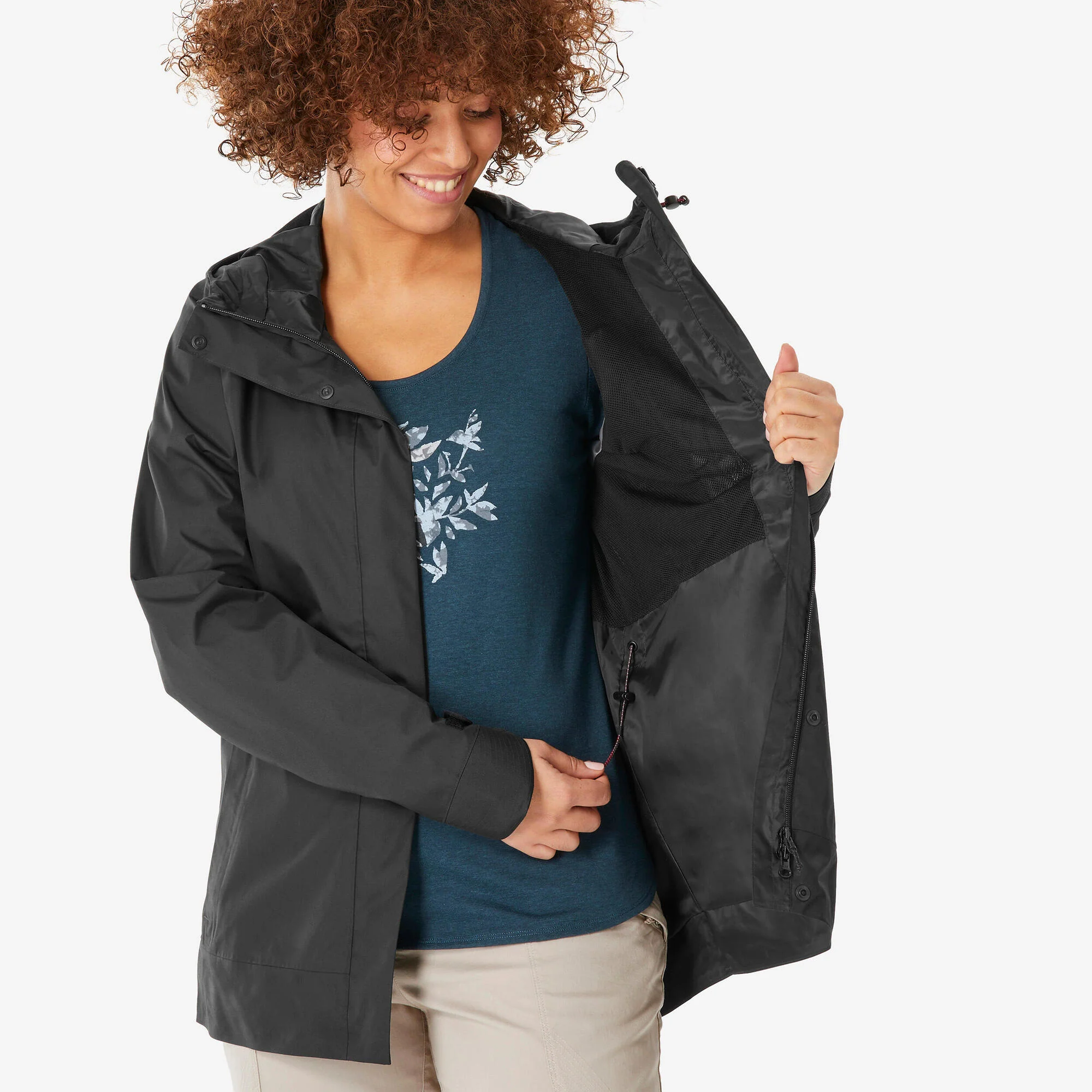 Quechua Women’s NH500 Waterproof Hiking Rain Jacket - Image 6